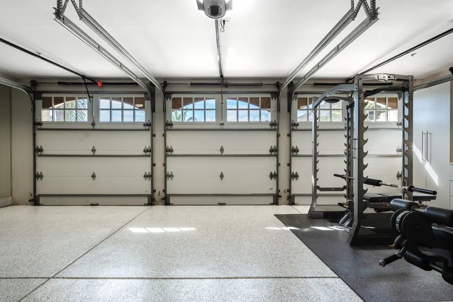 Finished garage with home gym